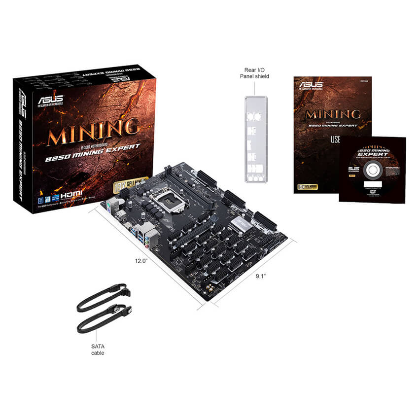 Motherboard ASUS B250 MINING EXPERT, Criptomonedas, Bitcoins, Socket LGA1151