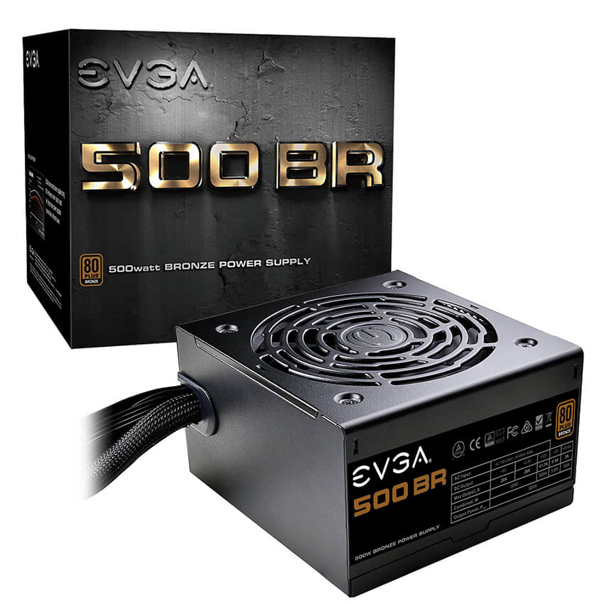 Fuente de alimentación EVGA 500 BR, 500W 80 PLUS Bronze, 100-BR-0500
