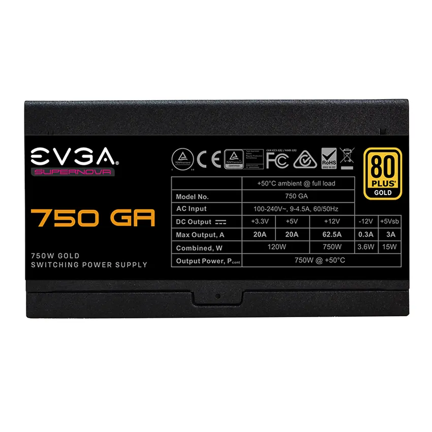 Fuente de alimentación modular EVGA SuperNOVA 750 GA, 750W 80 PLUS Gold Fuente de alimentación modular EVGA SuperNOVA 750 GA, 750W 80 PLUS Gold