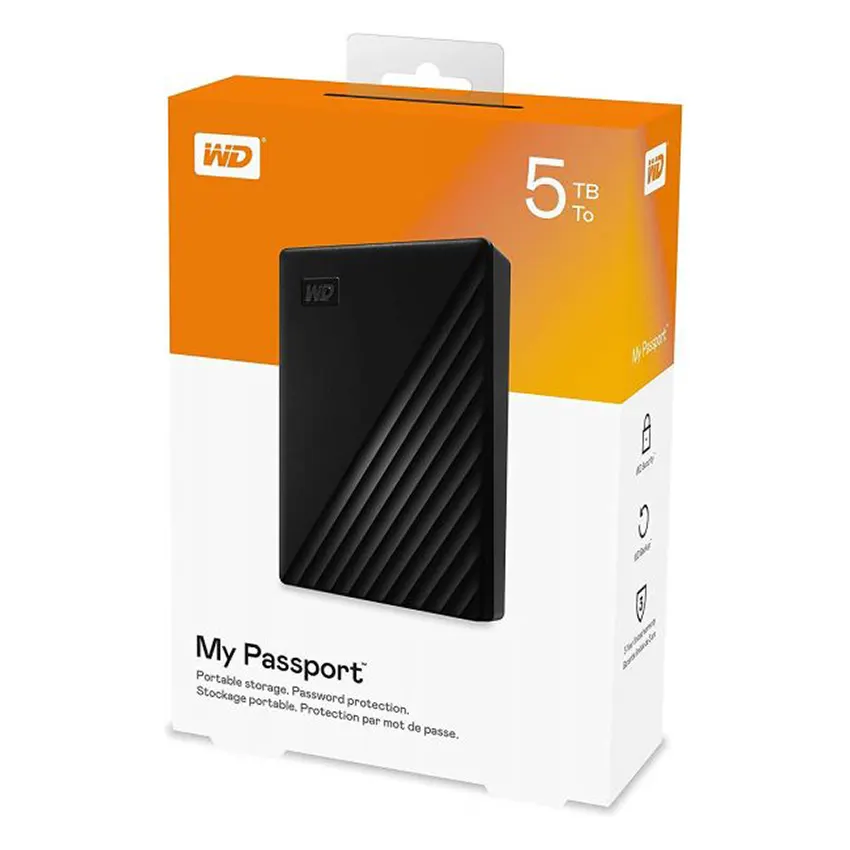Disco Externo WD My Passport 5TB, USB 3.2 Gen 1, Negro