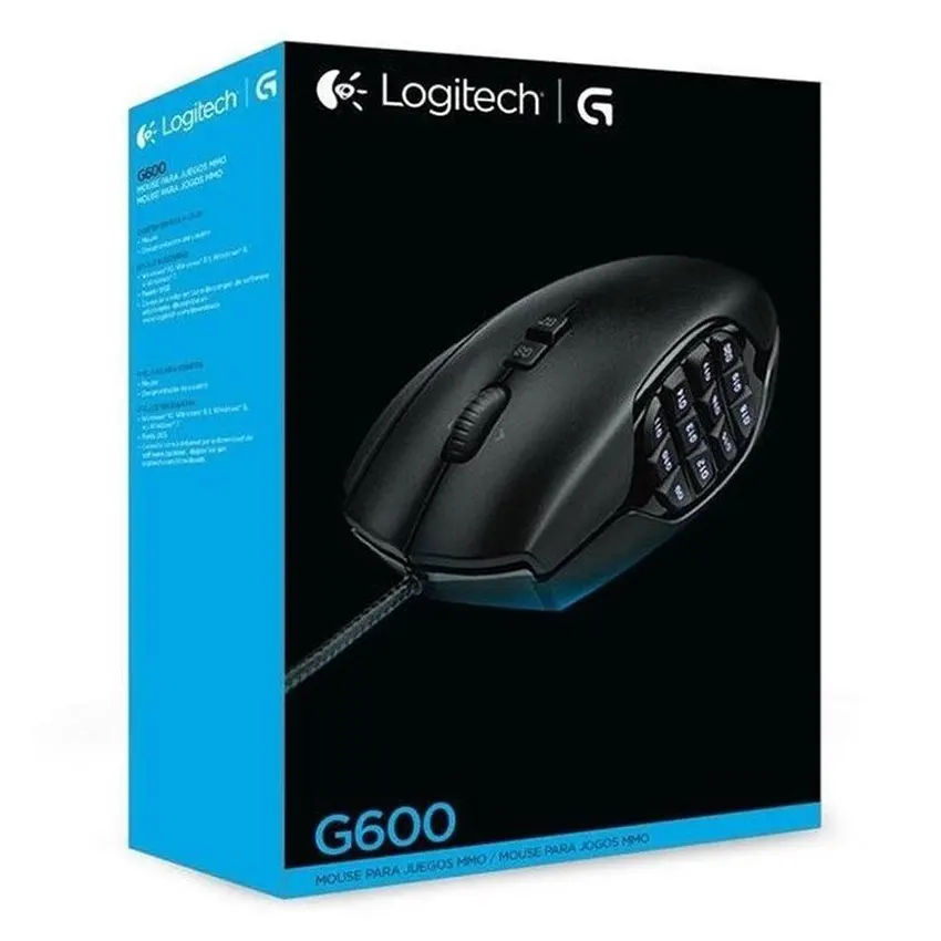 Mouse Logitech G G600, Gamer, MMO, USB, Negro
