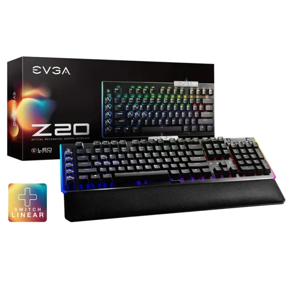 Teclado EVGA Z20 RGB Optical (Linear Switch), Mecánico, Iluminación LED, Gamer, Español