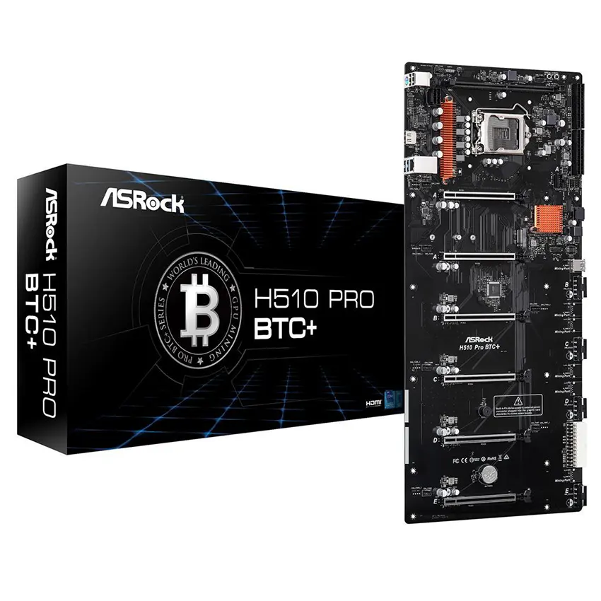 Motherboard ASRock H510 PRO BTC+, Minería de criptomonedas (BTC), Socket 1200 Motherboard ASRock H510 PRO BTC+, Minería de criptomonedas (BTC), Socket 1200