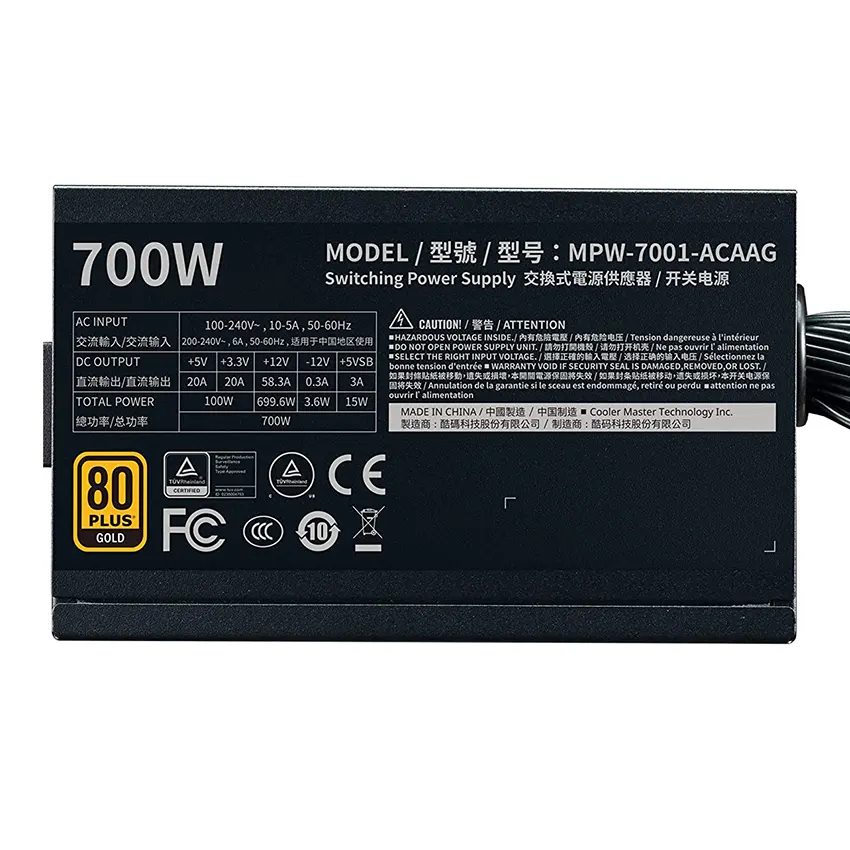 Fuente de alimentación Cooler Master G700 Gold, 700W 80 PLUS