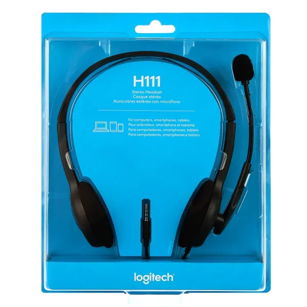 Auriculares Logitech H111, Mini Plug 3.5mm, Negro