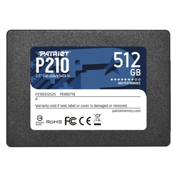 Disco SSD Patriot P210 512GB, 3D NAND, SATA3, 2.5"