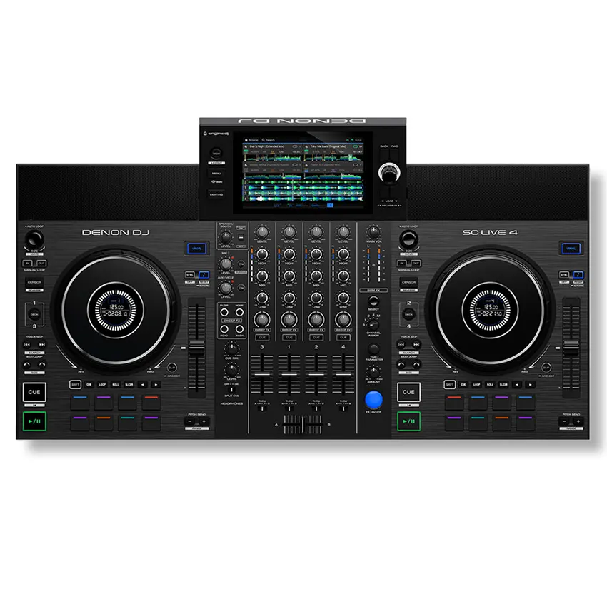 Denon DJ SC LIVE 4 Sistema Autónomo de 4 Decks con Pantalla Táctil de 7", Altavoces Integrados y Wi-Fi