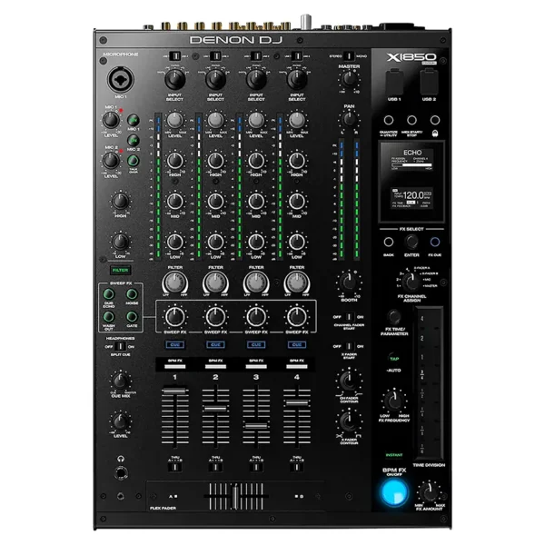 Mezclador de 4 Canales Denon DJ Prime X1850 con Placa de Sonido USB