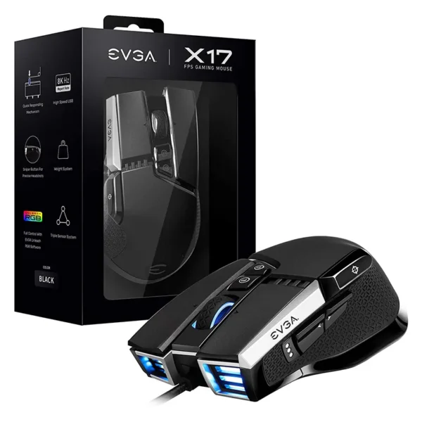 Mouse EVGA X17, Gamer, USB, Negro