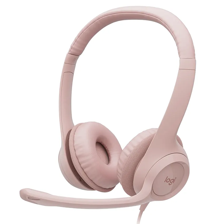 Auriculares Logitech H390, USB, Rosa