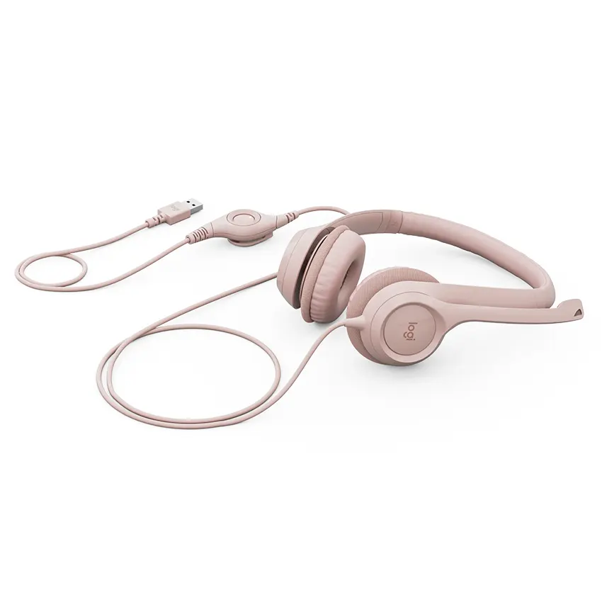 Auriculares Logitech H390, USB, Rosa