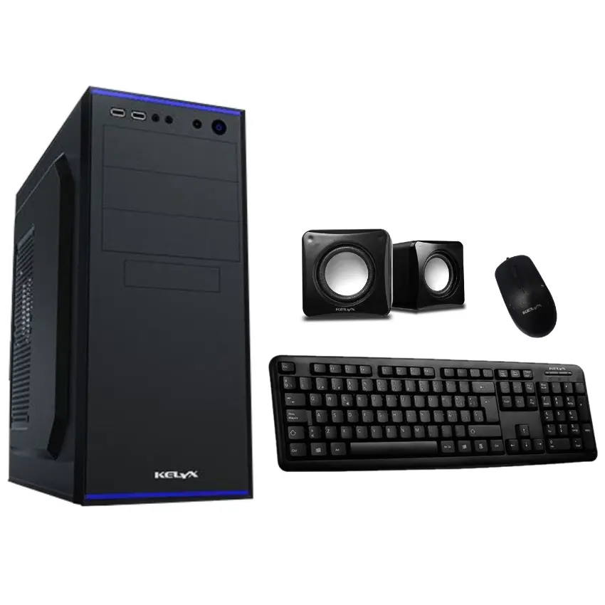 Gabinete Kit Kelyx LC727-14, ATX, Con Fuente 500W, Teclado USB, Mouse USB y Parlantes, Negro