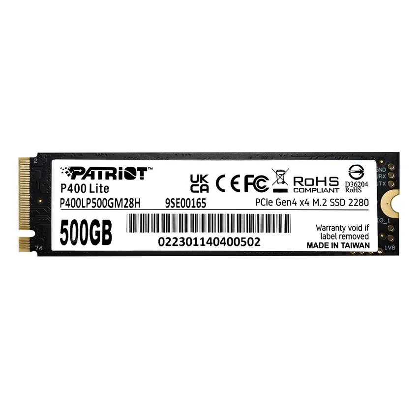 Disco SSD Patriot P400 Lite NVMe 500GB, 3D NAND, PCIe Gen4, M.2 2280, Disipador de grafeno