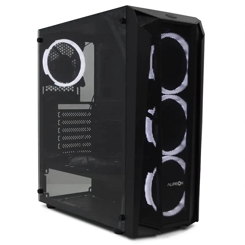 Gabinete Aureox PICTOR ARX 370G, ATX, Sin Fuente, Vidrio Templado, 4 Fan 12 cm Led Blanco, Negro