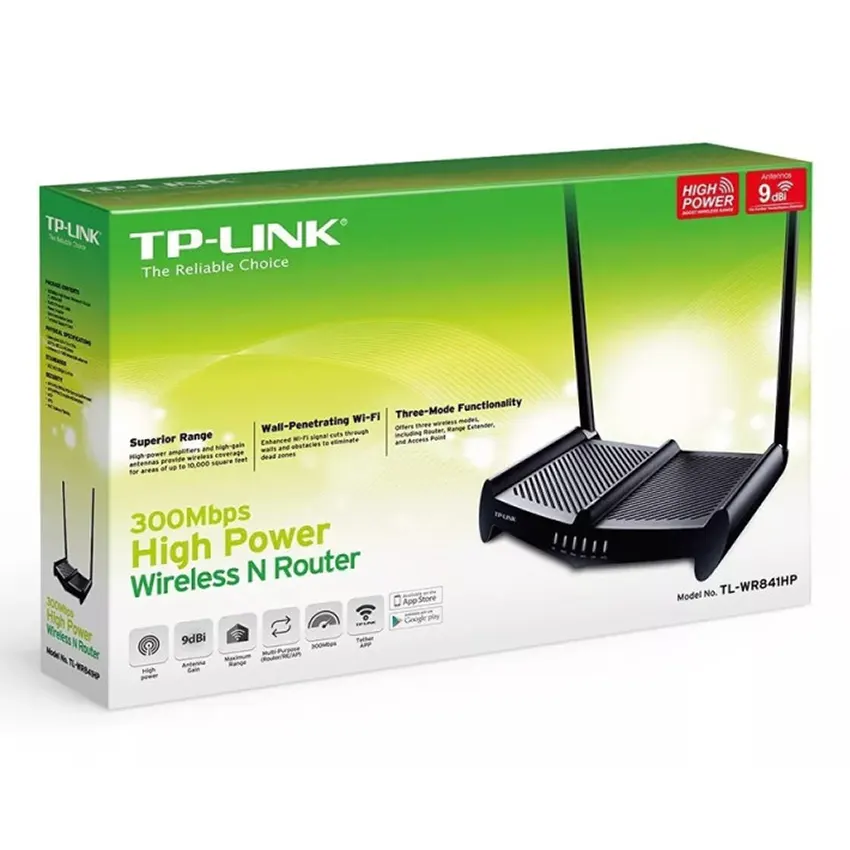 Router Wi-Fi TP-Link TL-WR841HP, N 300 Mbps, Alta potencia, Negro