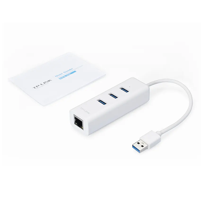 Adaptador de red TP-Link UE330 de USB 3.0 a RJ45 con Mini Hub USB de 3 puertos