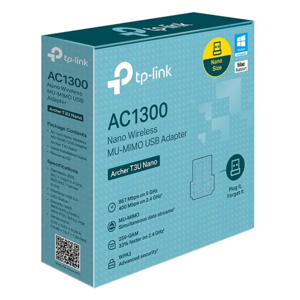 Adaptador USB Wi-Fi Archer T3U Nano, AC1300, Doble Banda
