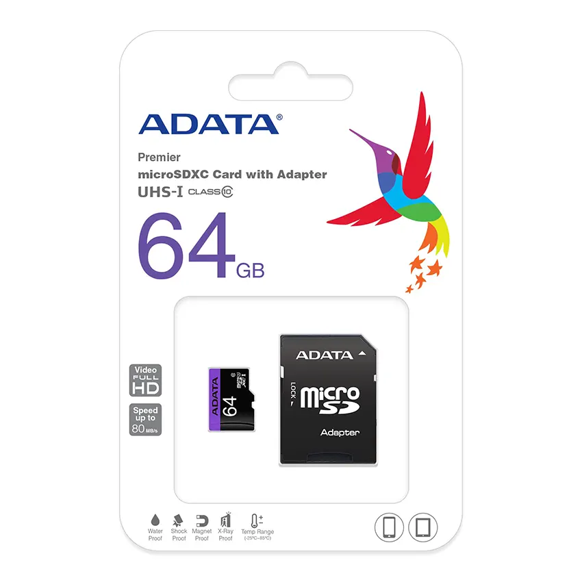 Tarjeta de Memoria ADATA Premier microSDXC/SDHC 64GB, U1, Clase 10, Adaptador