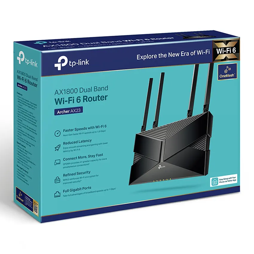 Router Wi-Fi TP-Link Archer AX23, AX1800, Doble banda, Negro