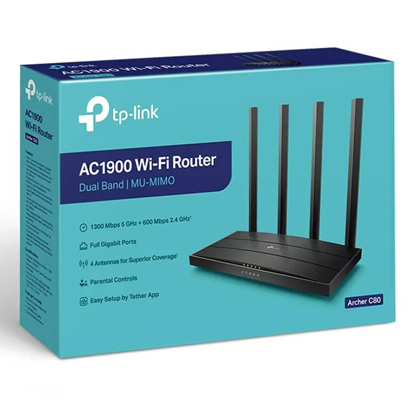 Router Wi-Fi TP-Link Archer C80, AC1900, Doble banda, Negro Router Wi-Fi TP-Link Archer C80, AC1900, Doble banda, Negro
