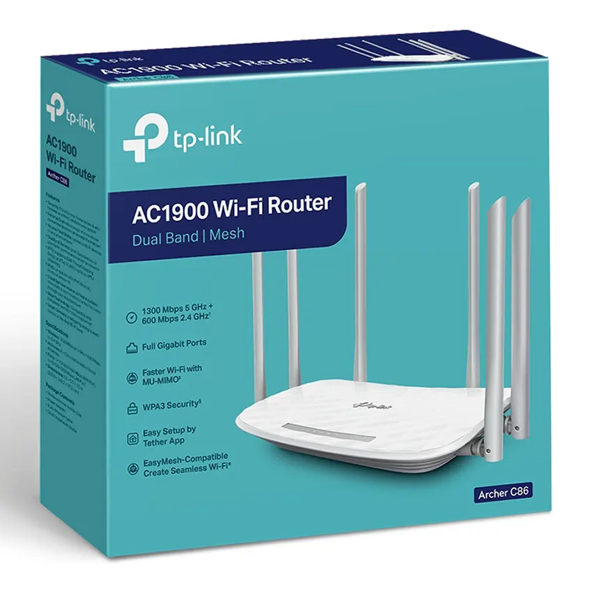 Router Wi-Fi TP-Link Archer C86, AC1900, Doble banda, Blanco Router Wi-Fi TP-Link Archer C86, AC1900, Doble banda, Blanco
