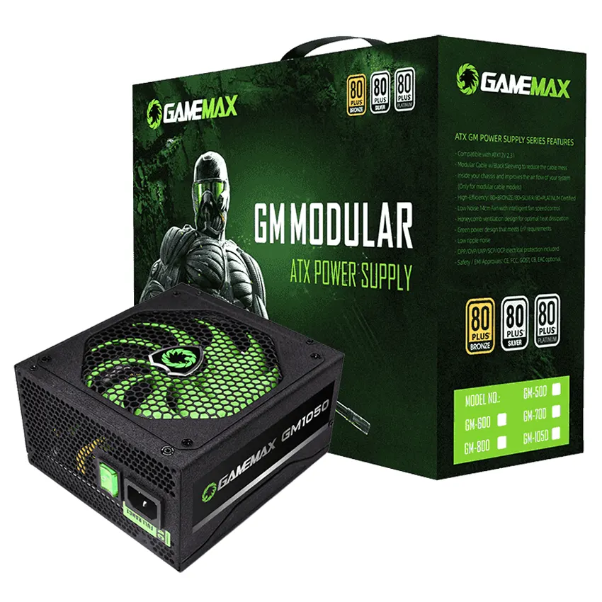 Fuente de alimentación semi modular GameMax GM-1050, 1050W, 80 PLUS Silver Fuente de alimentación semi modular GameMax GM-1050, 1050W, 80 PLUS Silver