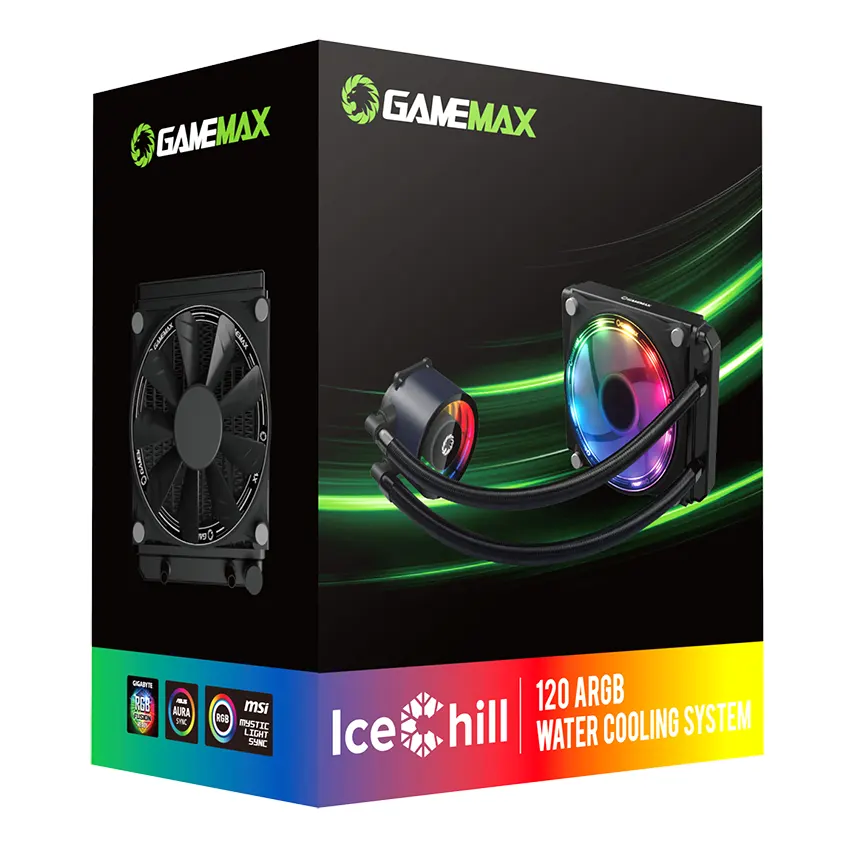 Refrigerador Líquido para CPU GameMax Ice Chill 120 ARGB AIO, Water Cooler, Intel LGA1200/1151/1150, AMD AM4