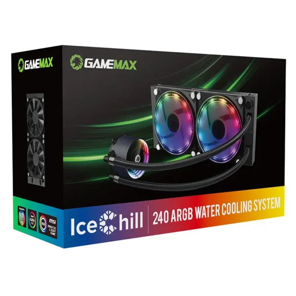 Refrigerador Líquido para CPU GameMax Ice Chill 240 ARGB AIO, Water Cooler, Intel LGA1200/1151/1150, AMD AM4