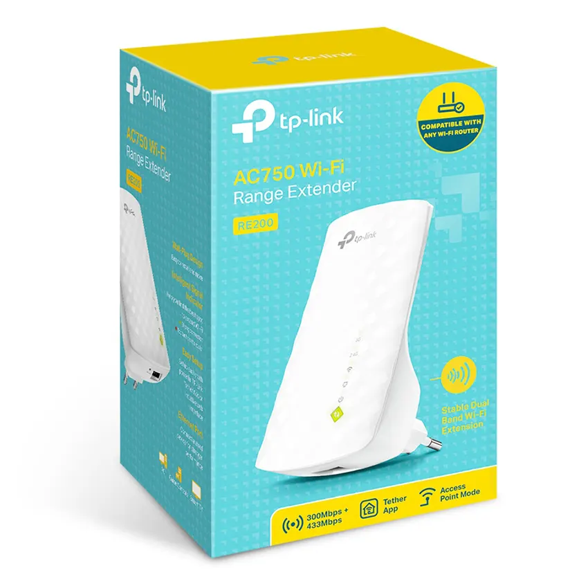Extensor de rango TP-Link RE200, AC750, Doble banda Extensor de rango TP-Link RE200, AC750, Doble banda