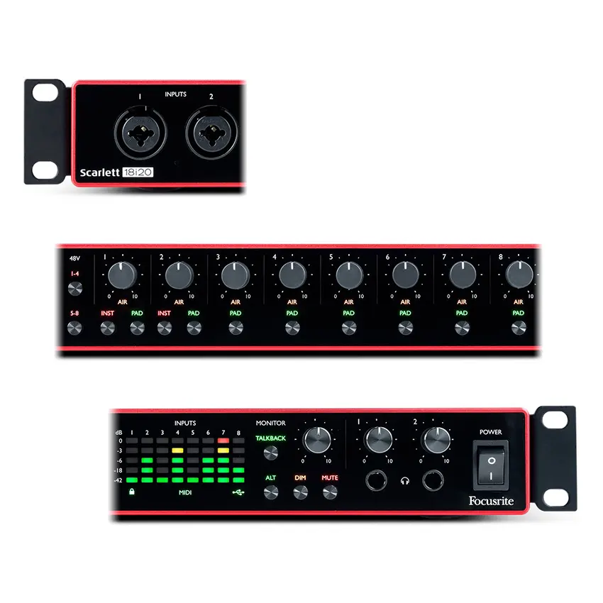 Interfaz de Audio USB Focusrite Scarlett 18i20 con MIDI (3ª generación) Interfaz de Audio USB Focusrite Scarlett 18i20 con MIDI (3ª generación)