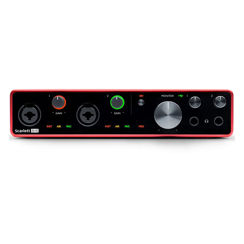 Interfaz de Audio USB Focusrite Scarlett 8i6 con MIDI (3ª generación) Interfaz de Audio USB Focusrite Scarlett 8i6 con MIDI (3ª generación)