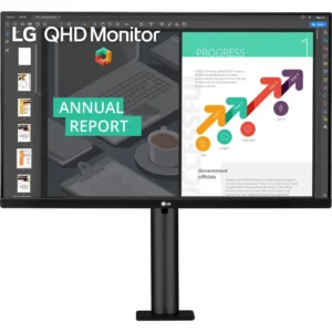 Monitor con brazo ergonómico LG 27QN880-B, 27", 75Hz, IPS, 2560x1440, 5ms, DisplayPort, HDMI, FreeSync