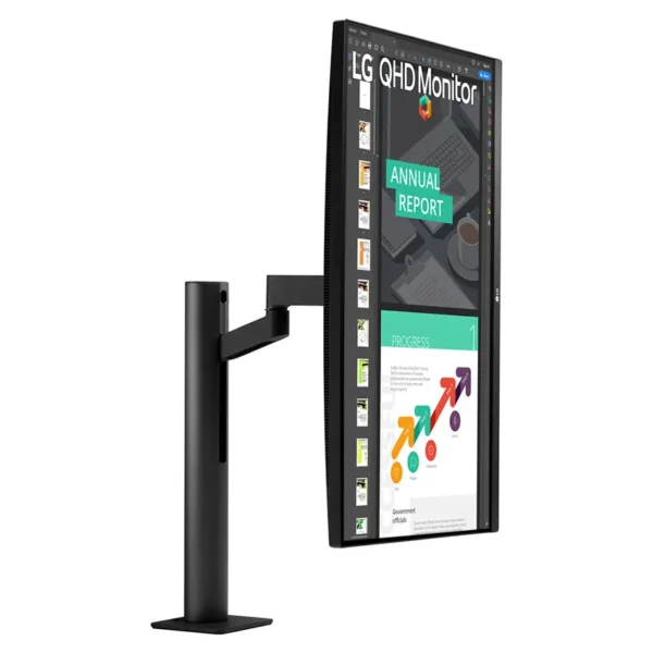 Monitor con brazo ergonómico LG 27QN880-B, 27", 75Hz, IPS, 2560x1440, 5ms, DisplayPort, HDMI, FreeSync