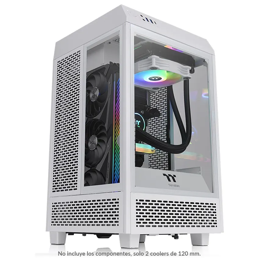 Mini Gabinete Thermaltake The Tower 100, Mini-ITX, Sin Fuente, Vidrio Templado, 2 Fan 12 cm, Blanco Mini Gabinete Thermaltake The Tower 100, Mini-ITX, Sin Fuente, Vidrio Templado, 2 Fan 12 cm, Blanco