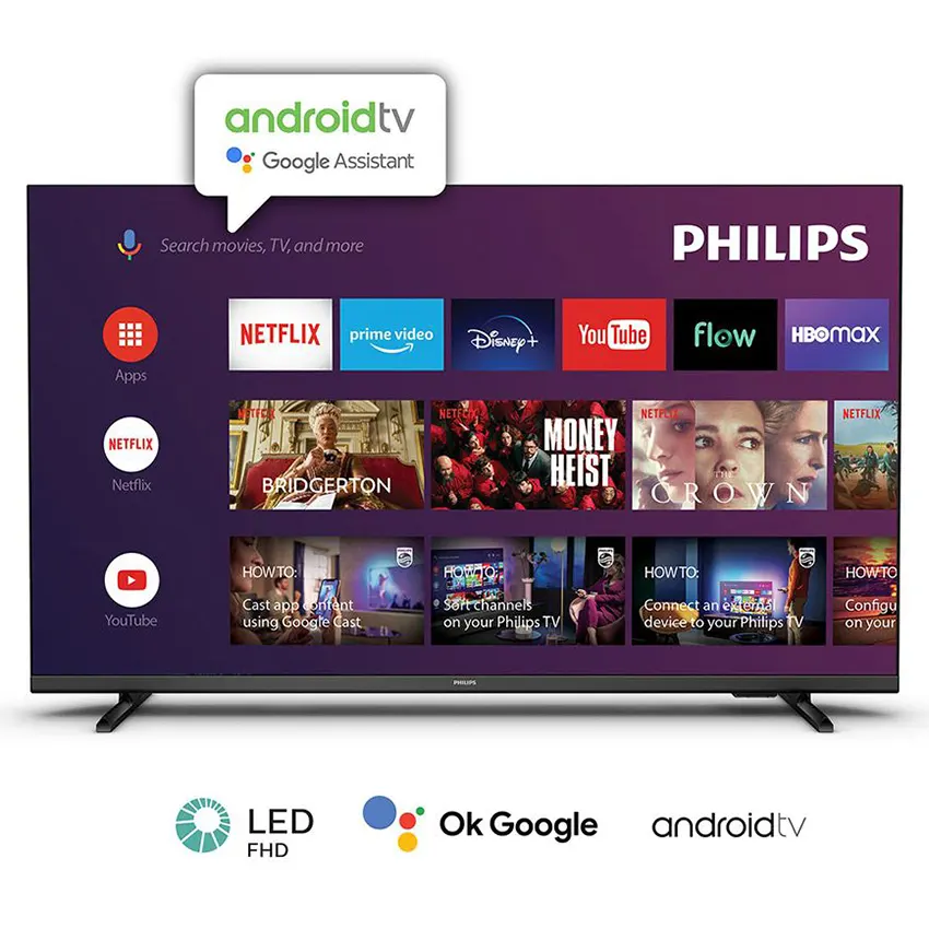 Smart TV Philips Serie 6900, 43", 1920x1080, Full HD, HDR, HDMI, Android