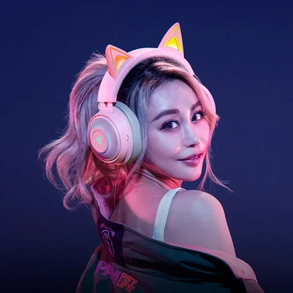 Auriculares Razer Kraken Kitty Edition, Gamer, USB, Rosa