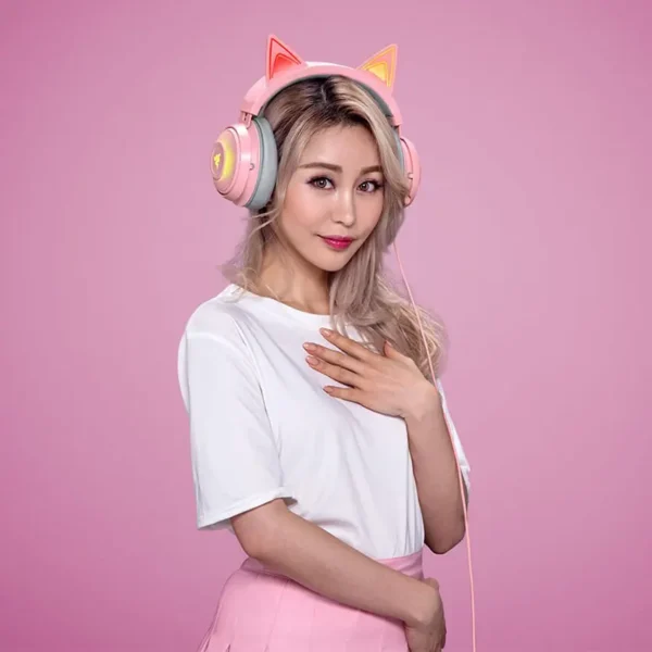Auriculares Razer Kraken Kitty Edition, Gamer, USB, Rosa