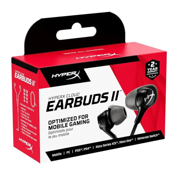 Auriculares HyperX Cloud Earbuds II, Gamer, Mini Plug 3.5mm
