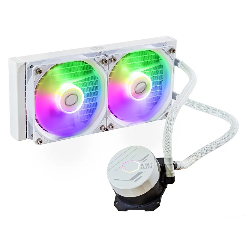 Refrigerador Líquido para CPU Cooler Master MasterLiquid 240L Core ARGB White, Water Cooler, Intel LGA1700/1200/1151/1150, AMD AM5/AM4, Blanco