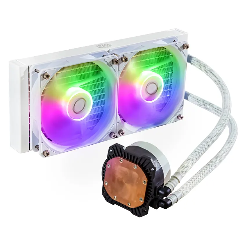 Refrigerador Líquido para CPU Cooler Master MasterLiquid 240L Core ARGB White, Water Cooler, Intel LGA1700/1200/1151/1150, AMD AM5/AM4, Blanco