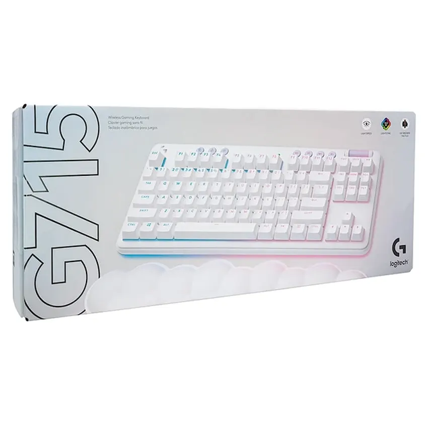 Teclado Inalámbrico Logitech G G715 TKL, LIGHTSYNC RGB, Mecánico, Gamer, Blanco Teclado Inalámbrico Logitech G G715 TKL, LIGHTSYNC RGB, Mecánico, Gamer, Blanco