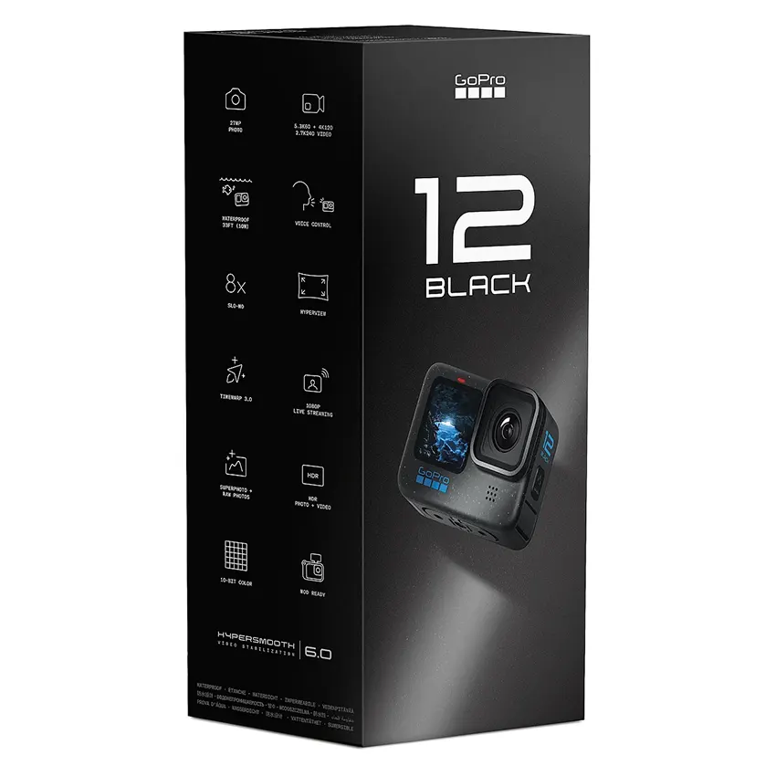 Cámara GoPro HERO12 Black, 27MP, Pantalla táctil, Wi-Fi, Bluetooth, Sumergible