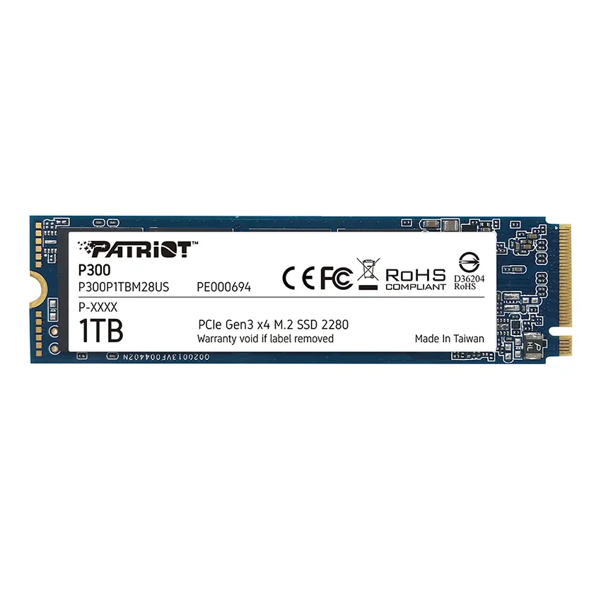 Disco SSD Patriot P300 NVMe 1TB, 3D NAND, PCIe Gen3 x4, M.2 2280