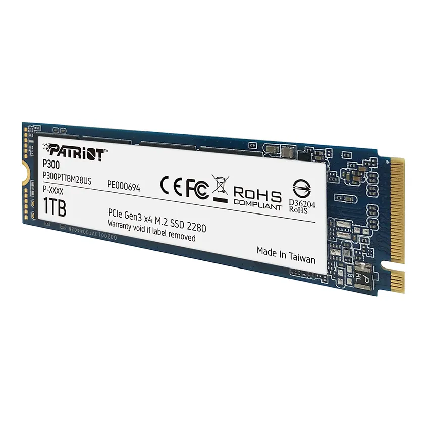 Disco SSD Patriot P300 NVMe 1TB, 3D NAND, PCIe Gen3 x4, M.2 2280