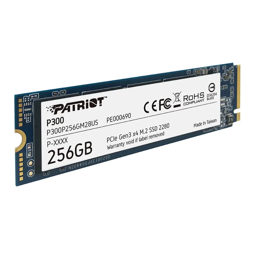 Disco SSD Patriot P300 NVMe 256GB, 3D NAND, PCIe Gen3 x4, M.2 2280