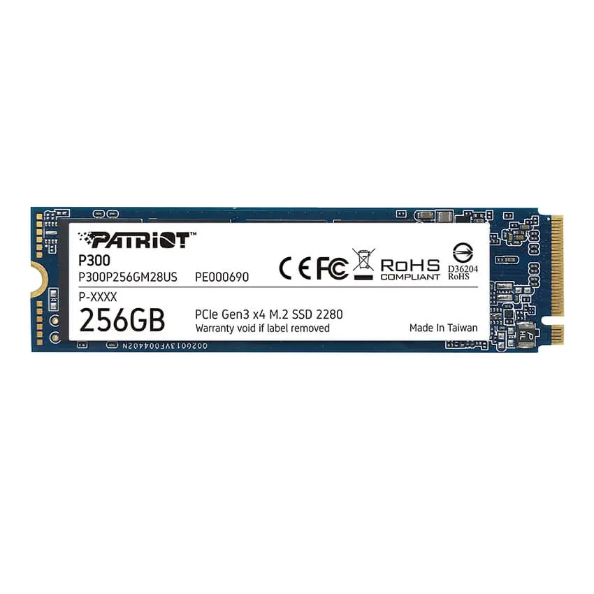 Disco SSD Patriot P300 NVMe 256GB, 3D NAND, PCIe Gen3 x4, M.2 2280