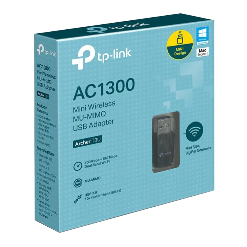 Adaptador USB Wi-Fi TP-Link Archer T3U, AC1300, Doble Banda