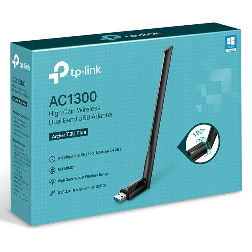 Adaptador USB Wi-Fi TP-Link Archer T3U Plus, AC1300, Doble Banda