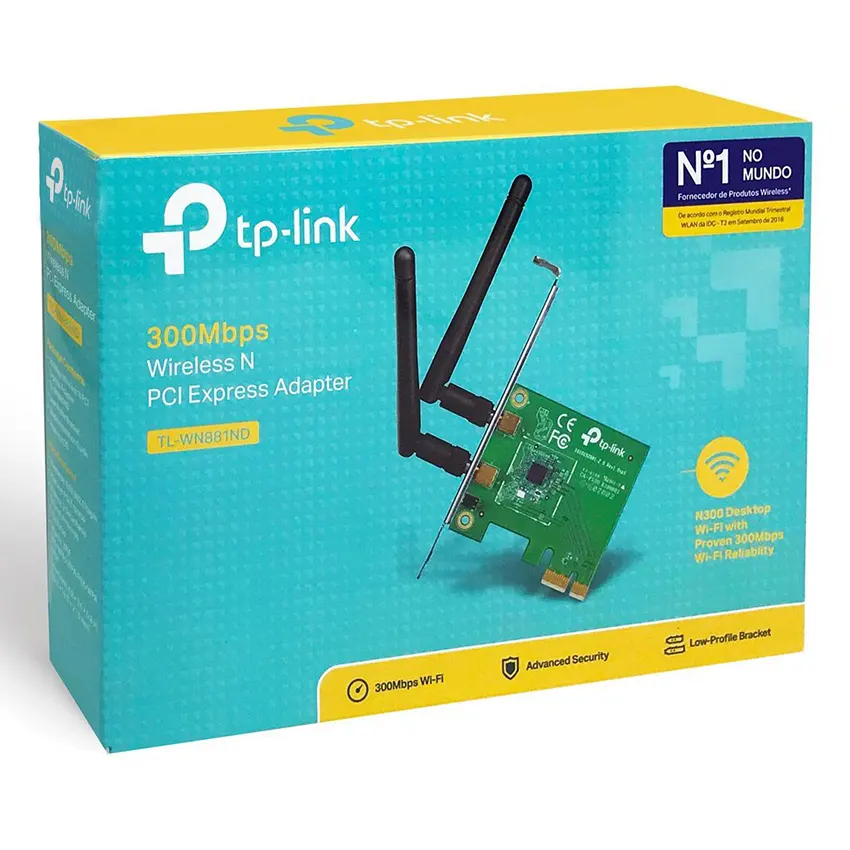 Adaptador PCI Express Wi-Fi TP-Link TL-WN881ND, 300 Mbps N