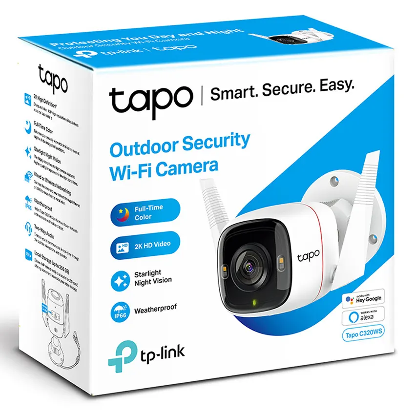 Camara de Seguridad Wi-Fi TP-Link Tapo C320WS, QHD 2K, 4 MP, Visión nocturna, Exterior